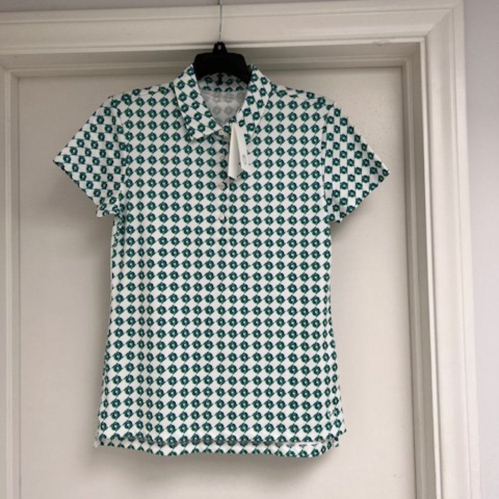 NWT New Tory Burch Tory Sport Court Green Topspin Shirt Size Small